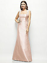 Front View Thumbnail - Cameo Satin Square Neck Fit and Flare Maxi Dress