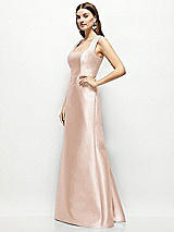 Side View Thumbnail - Cameo Satin Square Neck Fit and Flare Maxi Dress