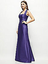 Side View Thumbnail - Grape Satin Square Neck Fit and Flare Maxi Dress