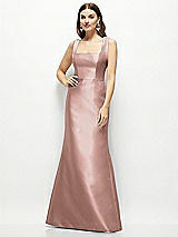 Front View Thumbnail - Neu Nude Satin Square Neck Fit and Flare Maxi Dress