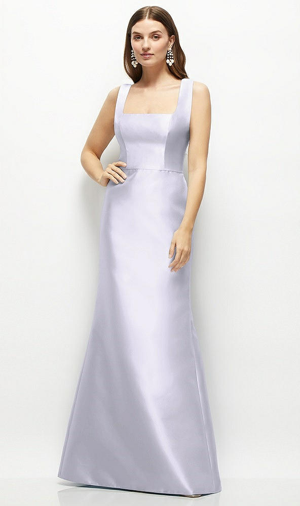Front View - Silver Dove Satin Square Neck Fit and Flare Maxi Dress