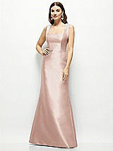 Front View Thumbnail - Toasted Sugar Satin Square Neck Fit and Flare Maxi Dress