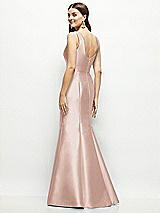 Rear View Thumbnail - Toasted Sugar Satin Square Neck Fit and Flare Maxi Dress