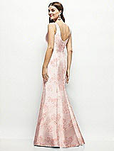 Rear View Thumbnail - Bow And Blossom Print Floral Satin Square Neck Fit and Flare Maxi Dress