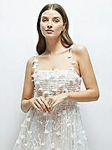 Alt View 2 Thumbnail - Ivory 3D Floral Embroidered Little White Midi Dress with Nude Corset Underlay