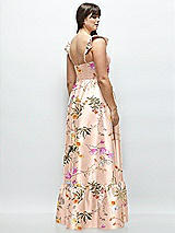 Alt View 3 Thumbnail - Butterfly Botanica Pink Sand Floral Satin Corset Maxi Dress with Ruffle Straps & Skirt