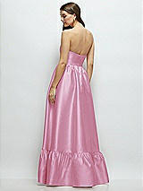 Rear View Thumbnail - Powder Pink Strapless Cat-Eye Boned Bodice Maxi Dress with Ruffle Hem