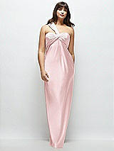 Alt View 1 Thumbnail - Ballet Pink Satin Twist Bandeau One-Shoulder Bias Maxi Dress