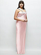 Alt View 2 Thumbnail - Ballet Pink Satin Twist Bandeau One-Shoulder Bias Maxi Dress