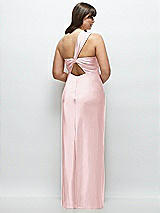 Alt View 3 Thumbnail - Ballet Pink Satin Twist Bandeau One-Shoulder Bias Maxi Dress