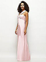 Side View Thumbnail - Ballet Pink Satin Twist Bandeau One-Shoulder Bias Maxi Dress