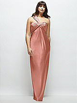 Alt View 1 Thumbnail - Desert Rose Satin Twist Bandeau One-Shoulder Bias Maxi Dress