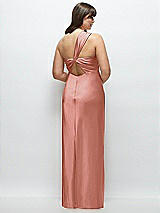 Alt View 3 Thumbnail - Desert Rose Satin Twist Bandeau One-Shoulder Bias Maxi Dress