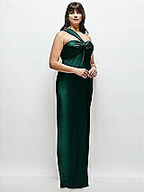 Alt View 2 Thumbnail - Evergreen Satin Twist Bandeau One-Shoulder Bias Maxi Dress