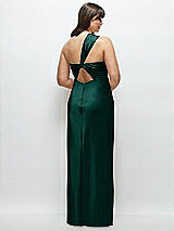 Alt View 3 Thumbnail - Evergreen Satin Twist Bandeau One-Shoulder Bias Maxi Dress