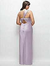 Alt View 3 Thumbnail - Lilac Haze Satin Twist Bandeau One-Shoulder Bias Maxi Dress