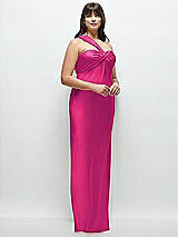 Alt View 2 Thumbnail - Think Pink Satin Twist Bandeau One-Shoulder Bias Maxi Dress
