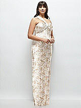 Alt View 2 Thumbnail - Golden Hour Floral Satin Twist Bandeau One-Shoulder Bias Maxi Dress