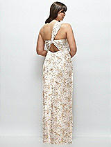 Alt View 3 Thumbnail - Golden Hour Floral Satin Twist Bandeau One-Shoulder Bias Maxi Dress