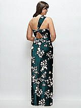 Alt View 3 Thumbnail - Vintage Primrose Floral Satin Twist Bandeau One-Shoulder Bias Maxi Dress
