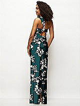 Rear View Thumbnail - Vintage Primrose Floral Satin Twist Bandeau One-Shoulder Bias Maxi Dress