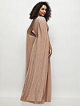 Rear View Thumbnail - Metallic Sienna Streamer Sleeve Pleated Metallic Maxi Dress with Full Skirt