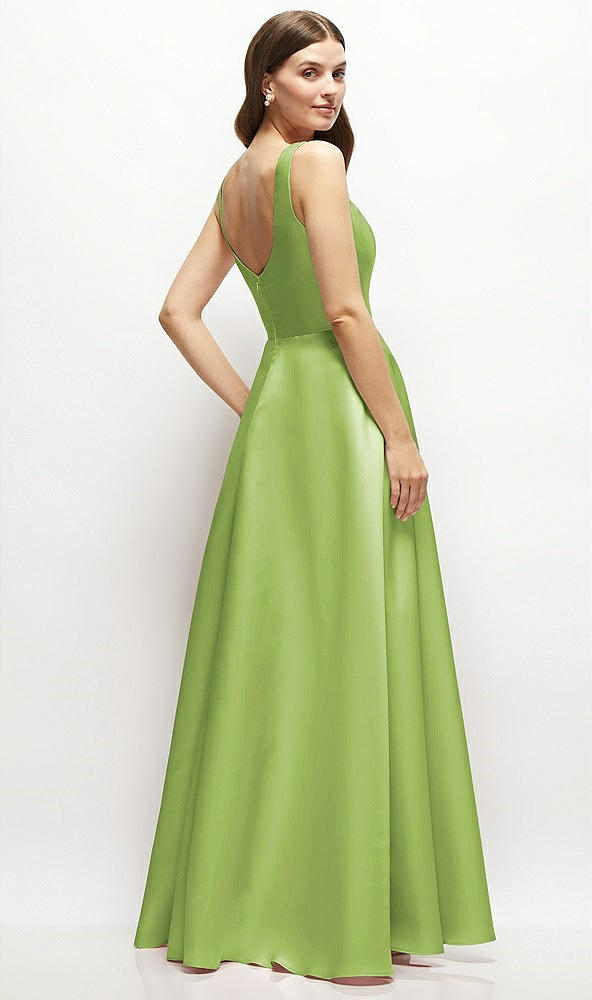Back View - Mojito Square-Neck Satin Maxi Dress with Full Skirt