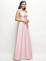 Side View Thumbnail - Ballet Pink Square-Neck Satin Maxi Dress with Full Skirt
