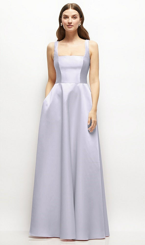Front View - Silver Dove Square-Neck Satin Maxi Dress with Full Skirt