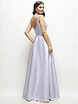 Rear View Thumbnail - Silver Dove Square-Neck Satin Maxi Dress with Full Skirt