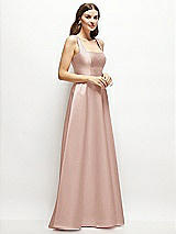 Side View Thumbnail - Toasted Sugar Square-Neck Satin Maxi Dress with Full Skirt