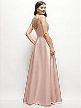 Rear View Thumbnail - Toasted Sugar Square-Neck Satin Maxi Dress with Full Skirt