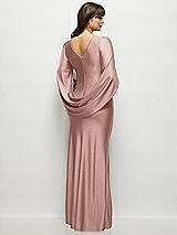 Rear View Thumbnail - Neu Nude Draped Stretch Satin Maxi Dress with Built-in Capelet