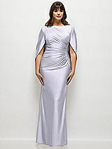 Alt View 1 Thumbnail - Silver Dove Draped Stretch Satin Maxi Dress with Built-in Capelet