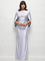 Front View Thumbnail - Silver Dove Draped Stretch Satin Maxi Dress with Built-in Capelet