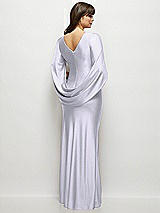 Rear View Thumbnail - Silver Dove Draped Stretch Satin Maxi Dress with Built-in Capelet