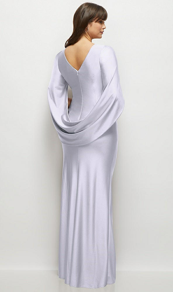 Back View - Silver Dove Draped Stretch Satin Maxi Dress with Built-in Capelet
