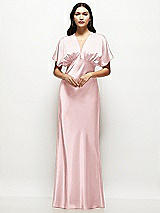 Alt View 1 Thumbnail - Ballet Pink Plunge Neck Kimono Sleeve Satin Bias Maxi Dress
