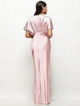 Rear View Thumbnail - Ballet Pink Plunge Neck Kimono Sleeve Satin Bias Maxi Dress