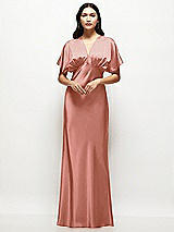 Alt View 1 Thumbnail - Desert Rose Plunge Neck Kimono Sleeve Satin Bias Maxi Dress