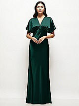 Alt View 1 Thumbnail - Evergreen Plunge Neck Kimono Sleeve Satin Bias Maxi Dress
