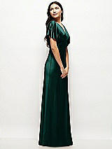 Side View Thumbnail - Evergreen Plunge Neck Kimono Sleeve Satin Bias Maxi Dress