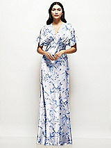 Alt View 1 Thumbnail - Magnolia Sky Plunge Neck Kimono Sleeve Floral Satin Bias Maxi Dress