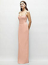 Side View Thumbnail - Pale Peach Corset-Style Crepe Column Maxi Dress with Adjustable Straps
