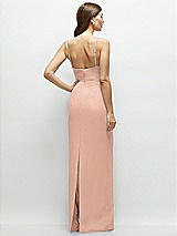 Rear View Thumbnail - Pale Peach Corset-Style Crepe Column Maxi Dress with Adjustable Straps