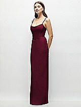 Side View Thumbnail - Cabernet Corset-Style Crepe Column Maxi Dress with Adjustable Straps