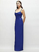 Side View Thumbnail - Cobalt Blue Corset-Style Crepe Column Maxi Dress with Adjustable Straps