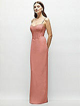 Side View Thumbnail - Desert Rose Corset-Style Crepe Column Maxi Dress with Adjustable Straps