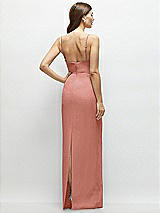 Rear View Thumbnail - Desert Rose Corset-Style Crepe Column Maxi Dress with Adjustable Straps