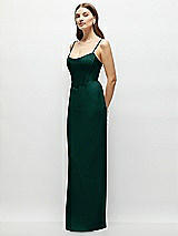 Side View Thumbnail - Evergreen Corset-Style Crepe Column Maxi Dress with Adjustable Straps
